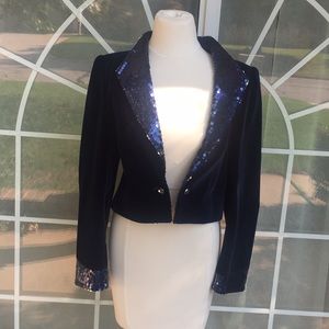 Louis Feraud velvet navy blue jacket with sequence
